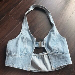 SHEIN Blue Denim Halter Top